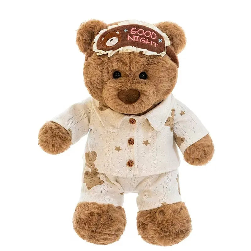 Children's teddy bear doll in 25cm or 35cm, short plush PP cotton, cake bear, pajama bear, or scarf style