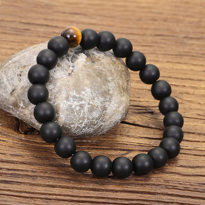 Tiger eye stone yoga necklace and matching bracelet set with tassel pendant