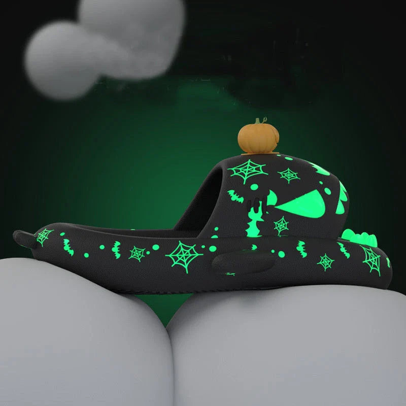 Cozy and quirky luminous shark slippers for couples, available in a variety of vibrant colors.