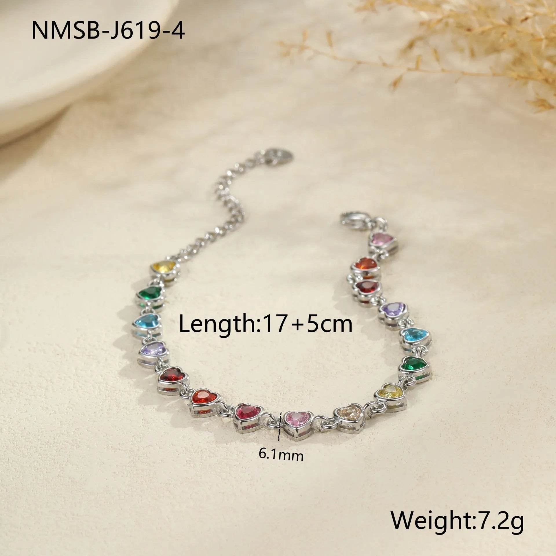 Women's stainless steel bracelet with 18K gold electroplating in heart, circle, and square geometric styles