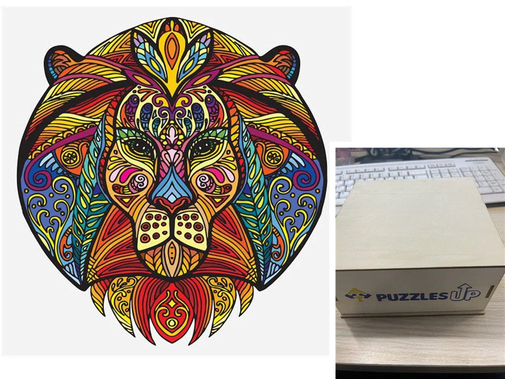 Animal Puzzle Set in A3 size with wooden storage box, vibrant animal designs for educational fun