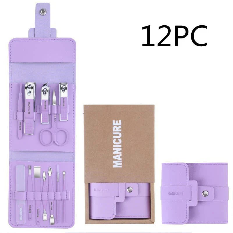 Premium 16-Piece Manicure Set with Stainless Steel Tools and Stylish PU Leather Case
