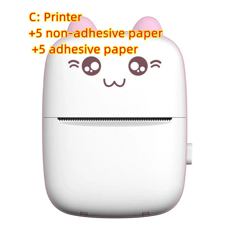 A compact, portable Bluetooth wireless photo printer for mobile devices, featuring high-quality thermal printing, rechargeable battery, and easy app connectivity.