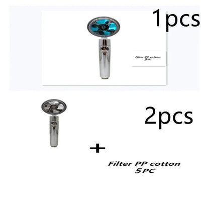 A high-pressure handheld shower head with a turbo-charged water flow and a cotton filter for a luxurious, spa-like bathing experience.