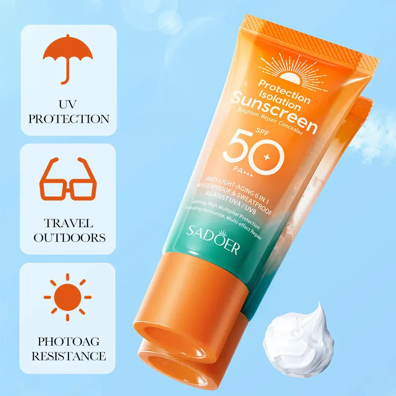 Double tube 50g sunscreen and makeup primer with isolation properties for universal skin types