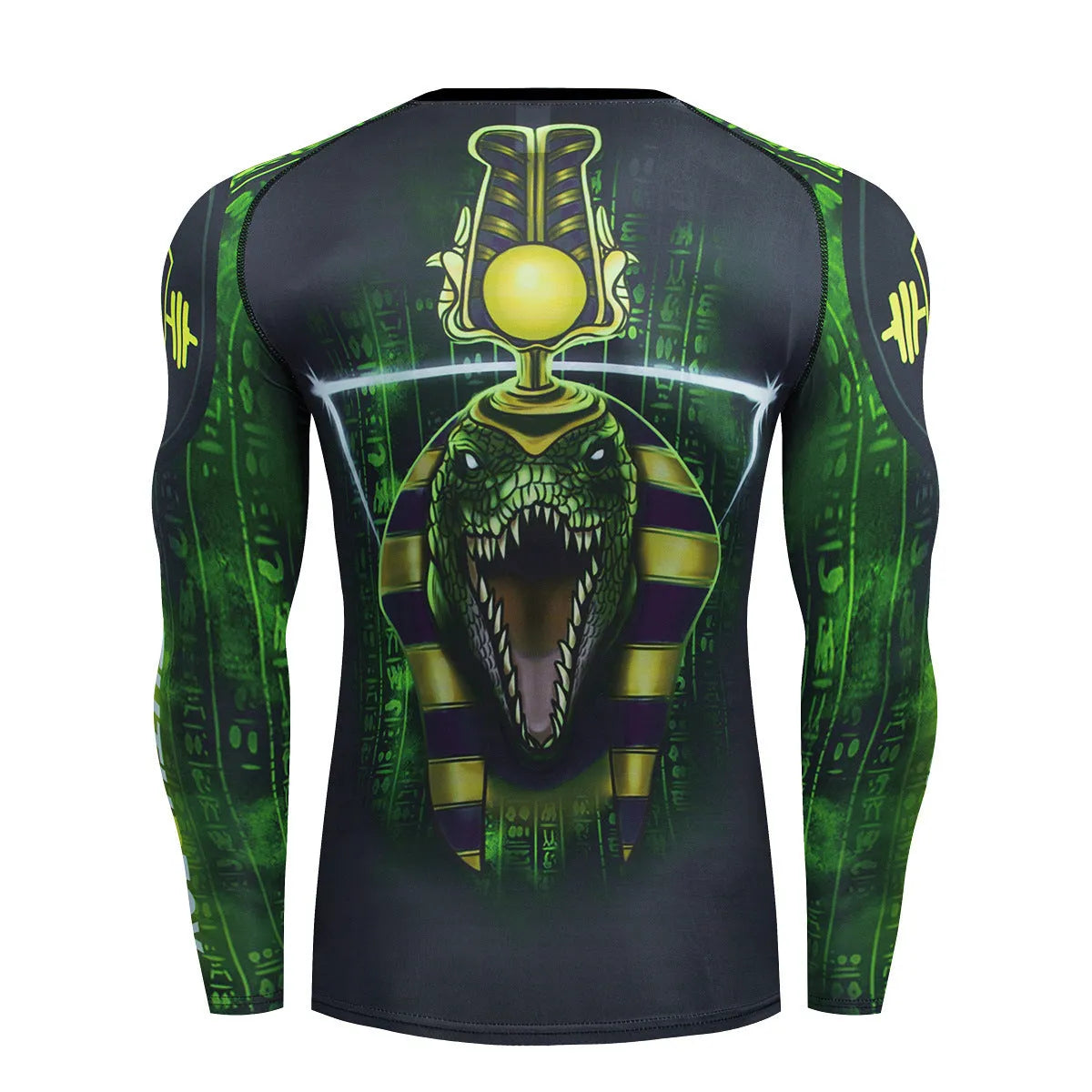 Man wearing a slim-fit, long-sleeved printed ZF016 sports suit for running and fitness.