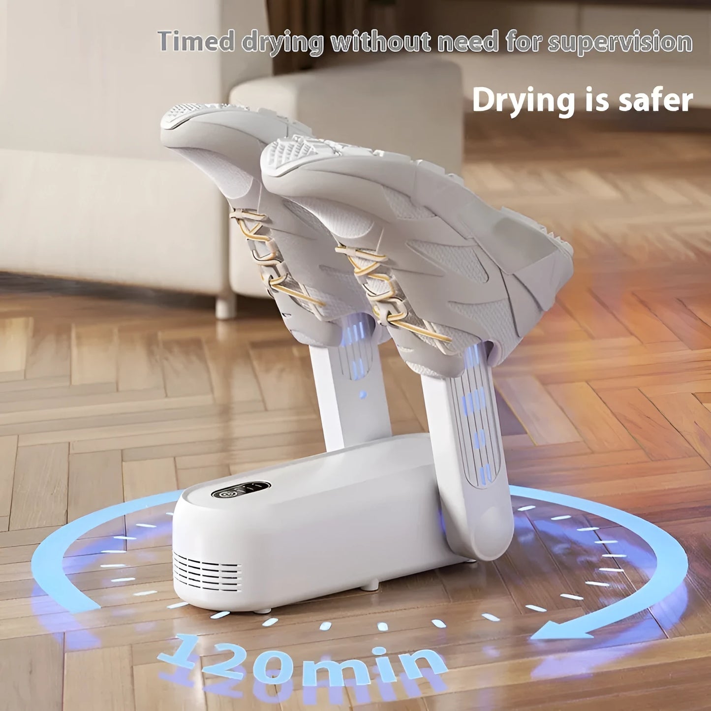 D4 black automatic shoe dryer with timer and waterproof interior