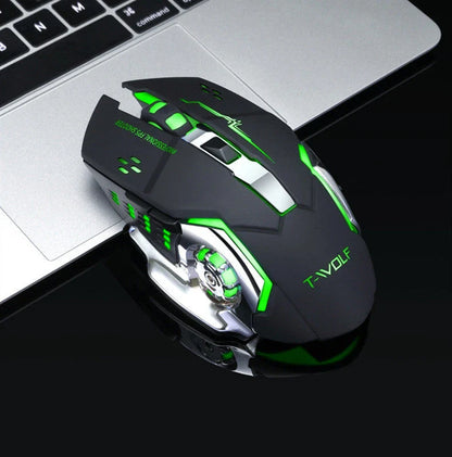 Wireless 2.4GHz USB Optical Gaming Mouse with Adjustable DPI, Programmable Macro Buttons, and Vibrant RGB Backlighting