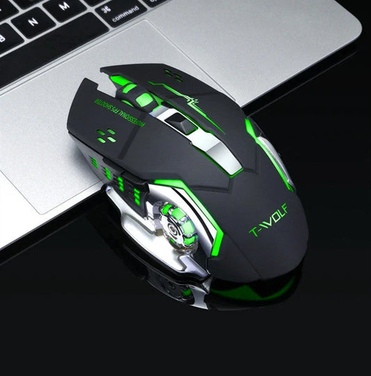Wireless 2.4GHz USB Optical Gaming Mouse with Adjustable DPI, Programmable Macro Buttons, and Vibrant RGB Backlighting