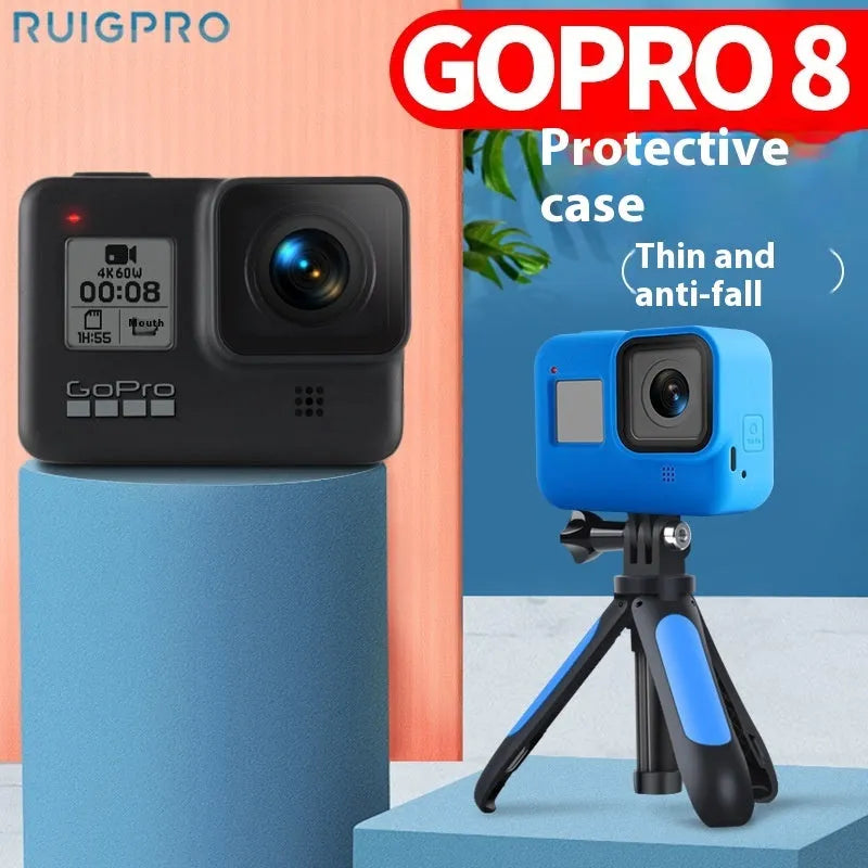 GoPro Hero8 Black silicone protective sleeve with anti-lost carrying strap in blue