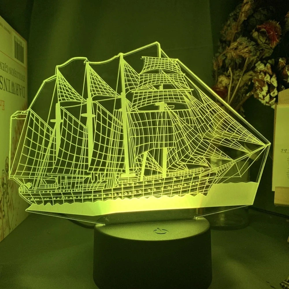 Custom 3D aeroplane hologram night light with personalised name, showing optical acrylic panel and ABS base