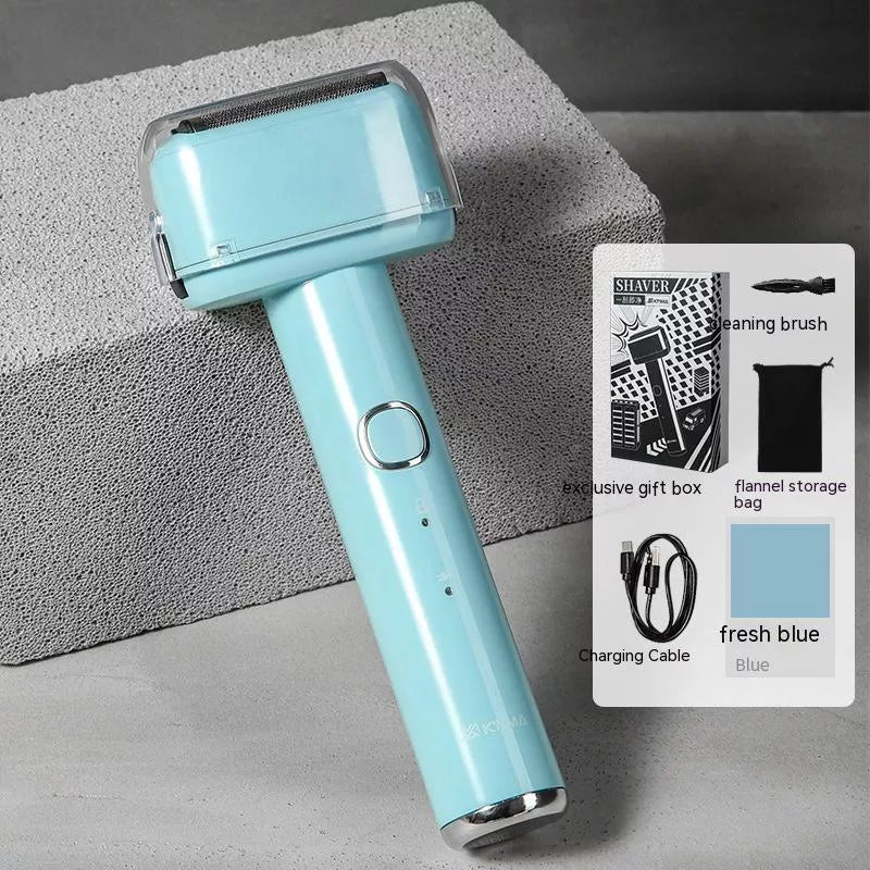 Youth Hammer Shaver in fresh blue, Van Gogh green, or light feather white with floating cutter head