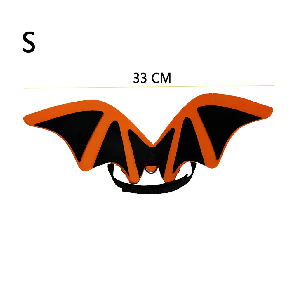 Black bat wings dog costume with adjustable neck strap and bow tie accessory