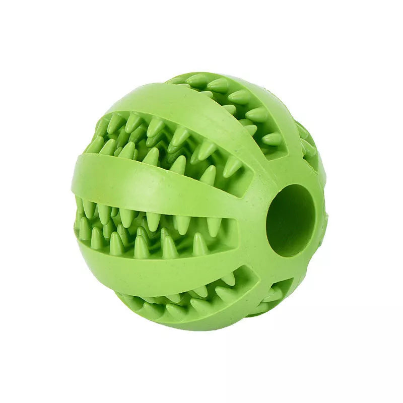 Vibrant watermelon-coloured rubber dog molar toy for durable chewing fun