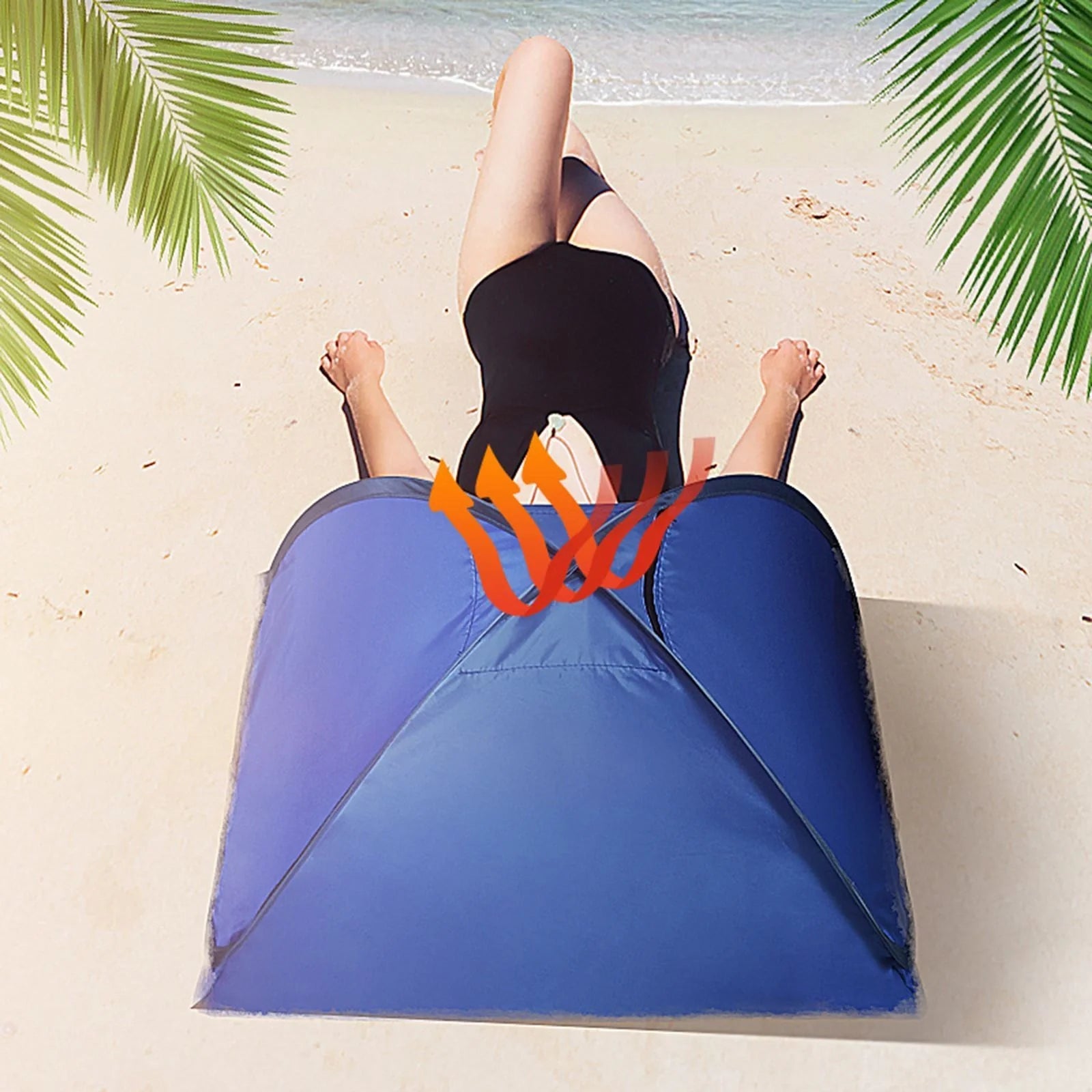 Mini portable beach shade awning with ventilation windows for sun protection