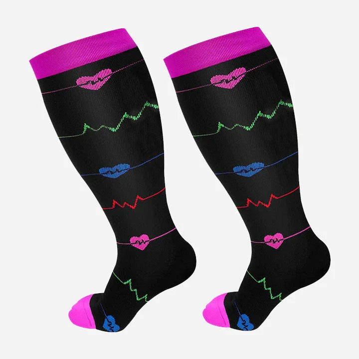 Premium plus size compression socks with breathable bamboo fibers, innovative compression technology, and stylish designs for active lifestyles
