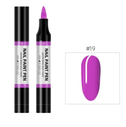 24 colour water-based nail polish painting pen for 3D nail art designs