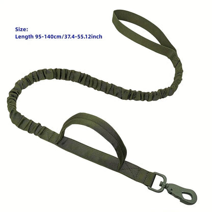 A retractable dog leash for large breeds in black, showing the handle and nylon tape.