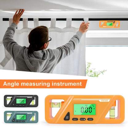 HW300 series black digital inclinometer level meter with magnetic base and LCD display
