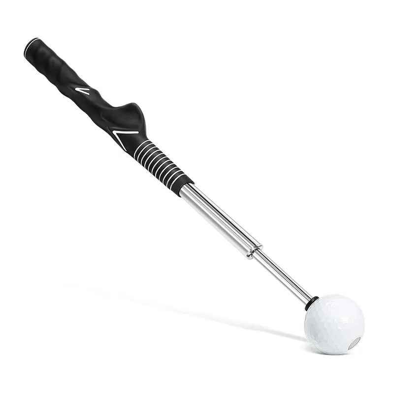 Golf telescopic swing simulator with adjustable stainless steel shaft in black, blue, or red colours for home training