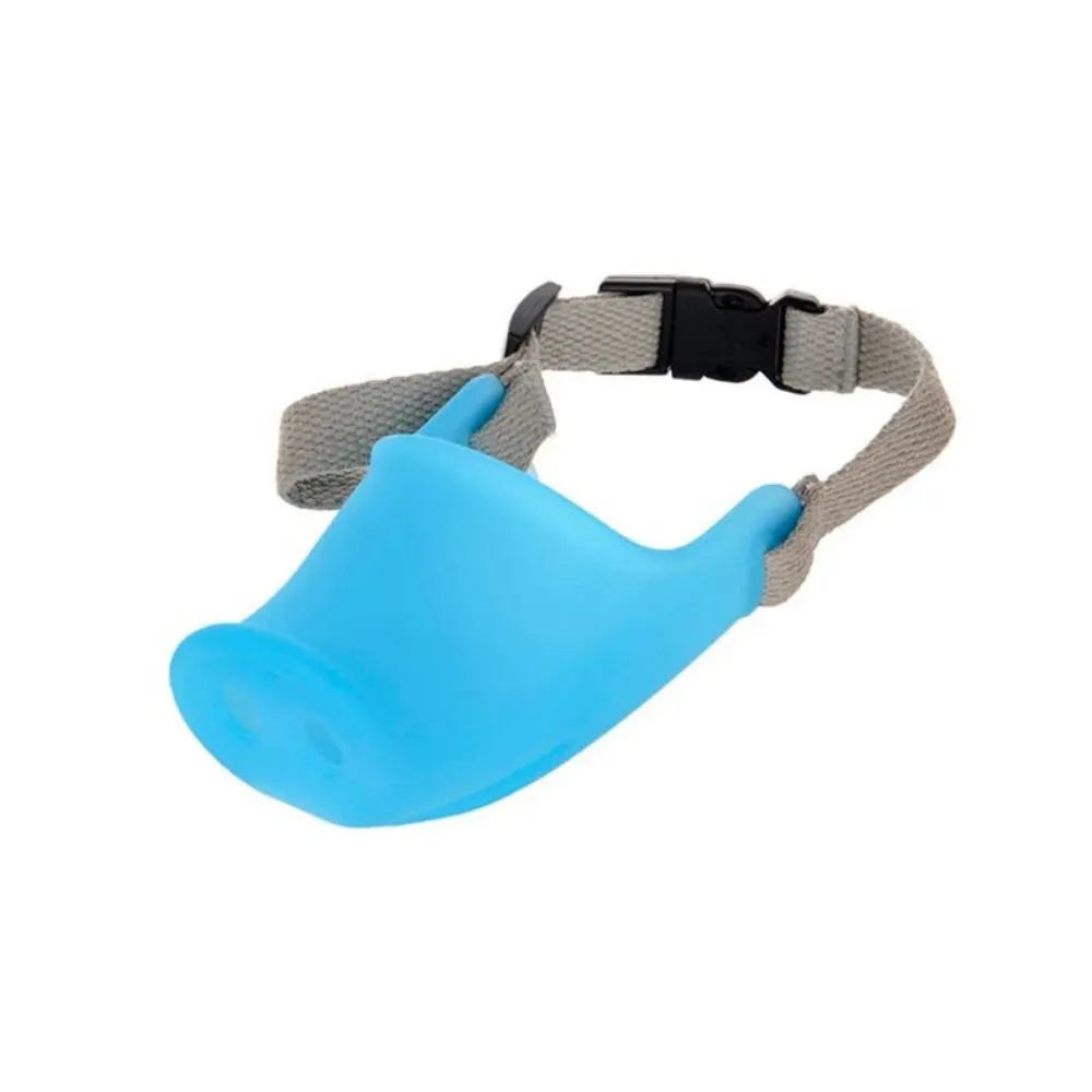 Green and blue silicone dog anti-bite mouth cover for long-snouted pets in two sizes