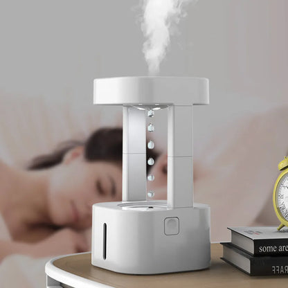 Anti-gravity water drop humidifier with optical illusion water flow and 580ML water tank