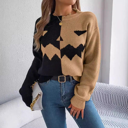 Spooky and stylish Halloween pullover sweater with ghost pattern design in various colors