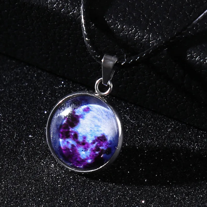 Time Stone luminous alloy necklace with constellation pendant and adjustable chain in various colours