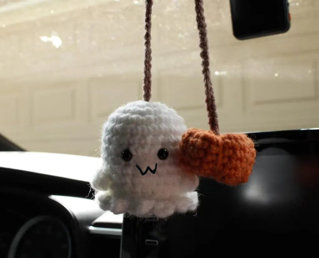 Plush hand-woven car hanging ornament with Halloween cartoon character design