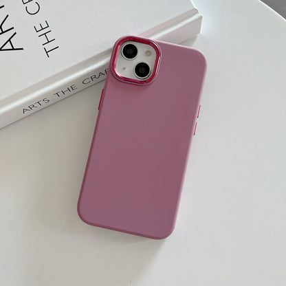 Full-cover liquid silicone metal iPhone case in solid colour with shockproof anti-fingerprint design