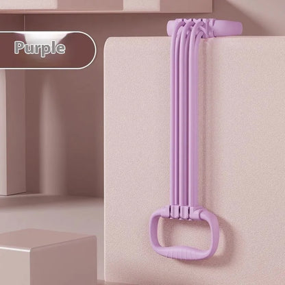 Adjustable chest expander with 6 gear settings in TPE material, available in blue pink or purple