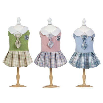 Polyester tartan skirt pet clothing for dogs and cats in princess style