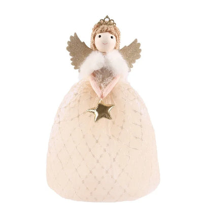 Non-woven fabric angel doll ornament measuring 26x15cm in gold colour