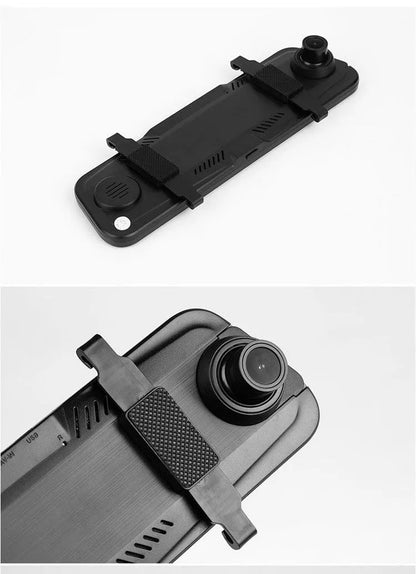 10-inch full screen car dash camera with front and rear 1080p recording on touch screen display