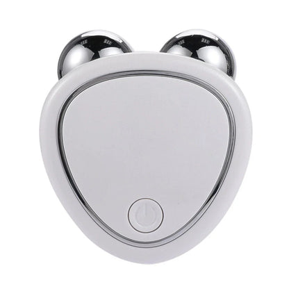 Portable facial beauty massager with dual rollers for lifting, toning, and reducing puffiness