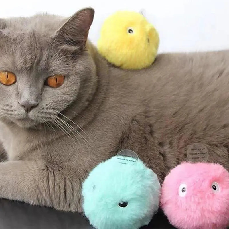 Interactive pet toy ball with three colour options triggering different animal sounds when moved