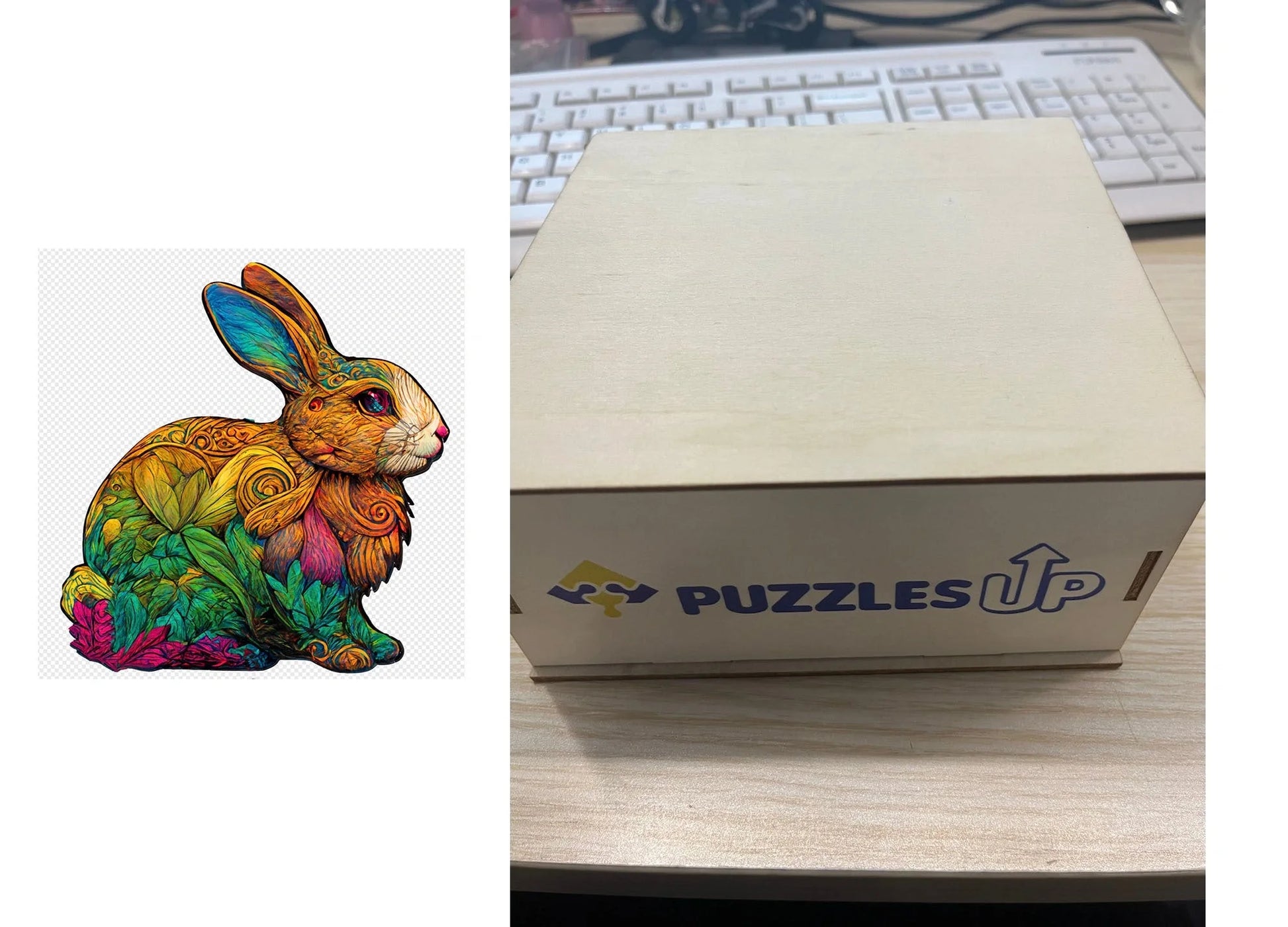 Animal Puzzle Set in A3 size with wooden storage box, vibrant animal designs for educational fun