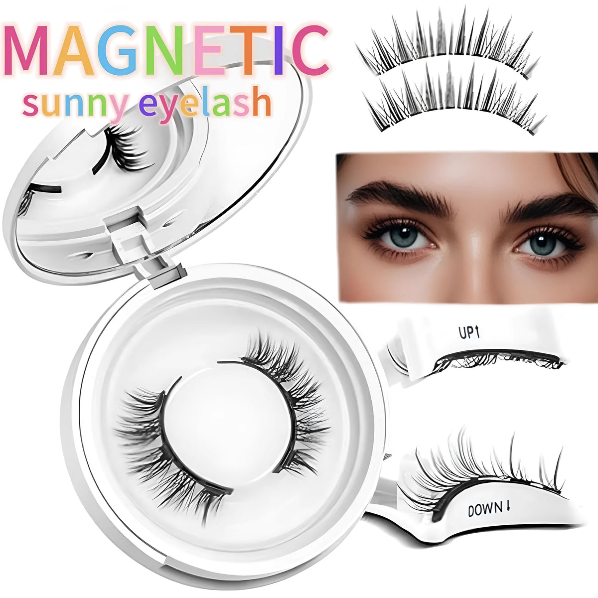 Magnetic suction false eyelashes with integrated soap holder, glue-free artificial fibre, 50g set, 75x75x25mm