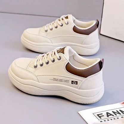 Women's white Korean-style lace-up pumps with cross straps and a 3-5 cm mid-heel on a rubber sole.