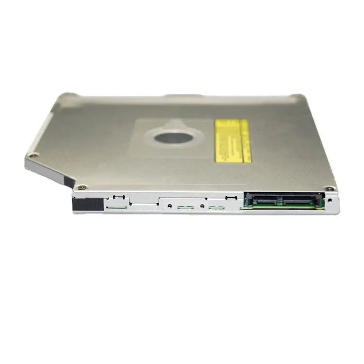 Silver MacBook Pro built-in SATA optical drive with UJ8A8 specification, shown from top.