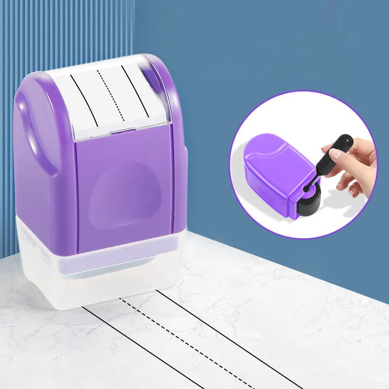 Plastic rectangular roller seal for English line teaching, shown in multiple colour options.