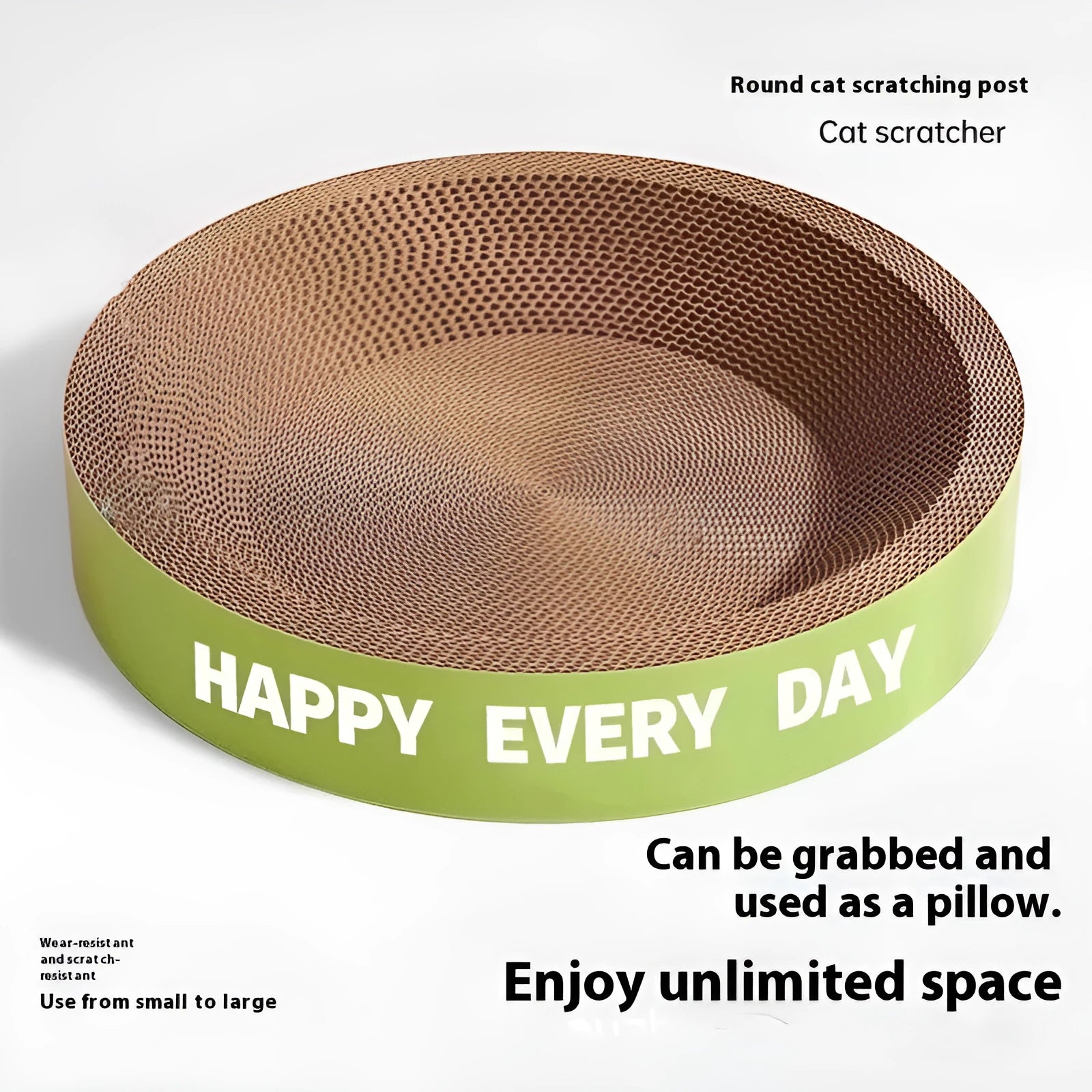 Green round cat scratching board nest bed with sisal rope surface