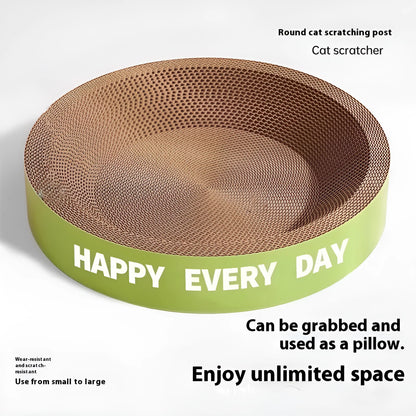Green round cat scratching board nest bed with sisal rope surface