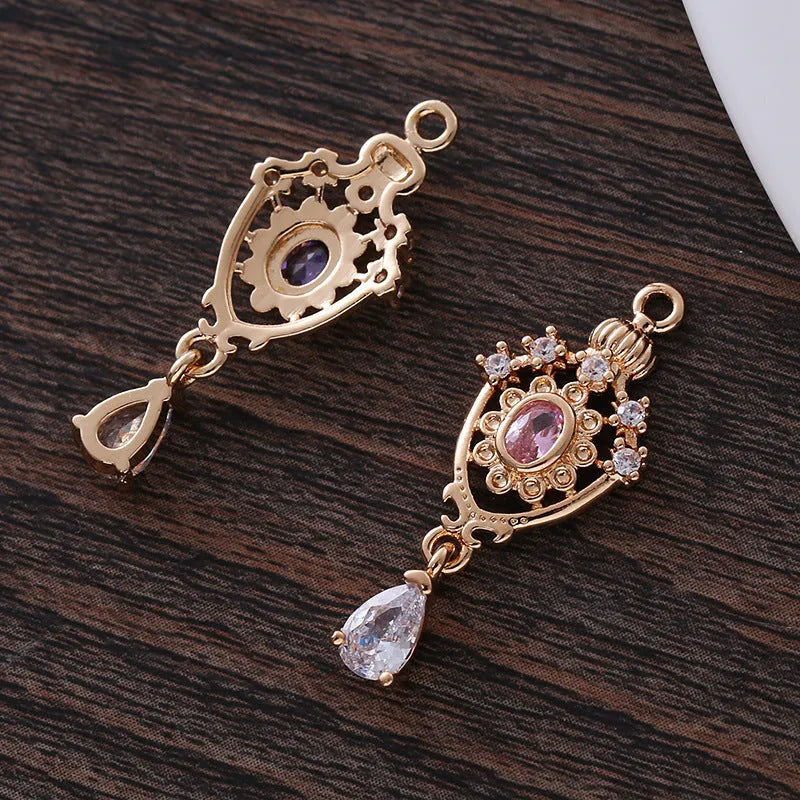 Small water drop pendant with crown design and zircon stones in five colour options