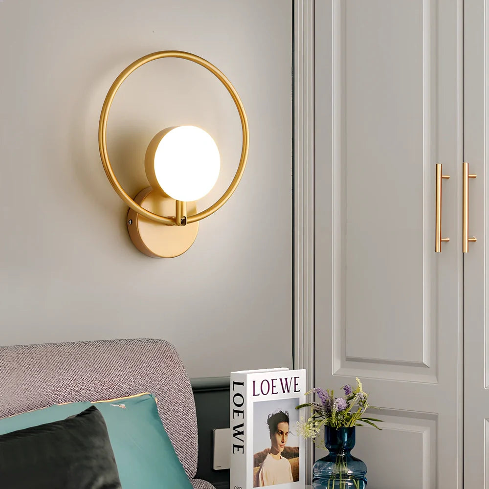 Modern iron wall lamp with three lighting modes and 50,000-hour lifespan for study and bedroom use