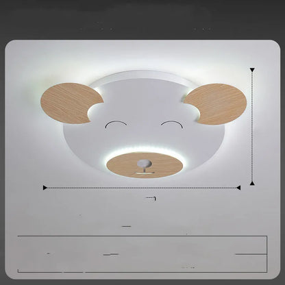 Modern white cartoon bear design ceiling lamp for a princess bedroom, shown in two size options.