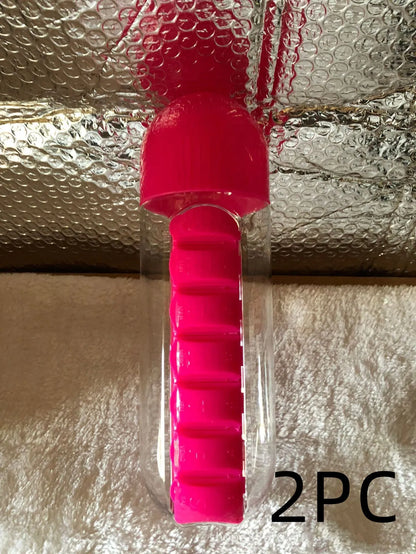 Water bottle with seven pill compartments attached, showing 600ml capacity and BPA-free construction