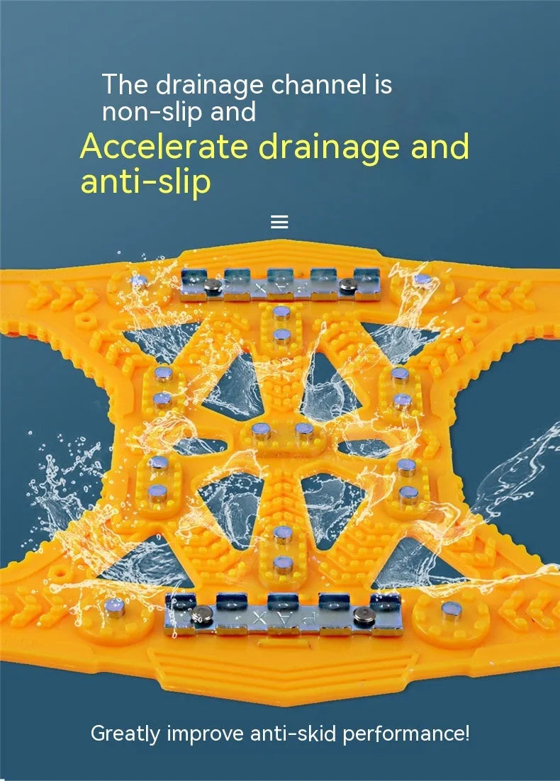 Universal steel plate gear tire chains for cars and SUVs with installation tool and accessories