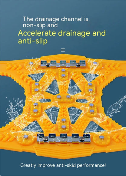Universal steel plate gear tire chains for cars and SUVs with installation tool and accessories