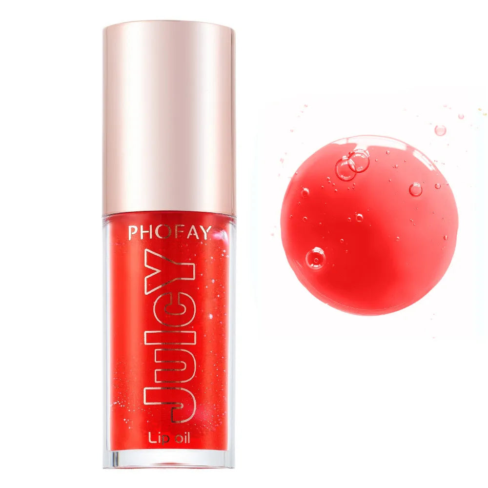 PHOFAY Juicy Lip Oil bottle with doe-foot applicator in non-sticky formula